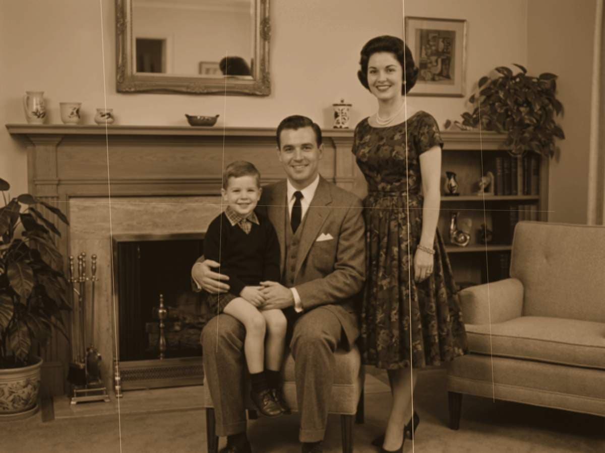 Damaged vintage monochrome film photograph with surface scratches